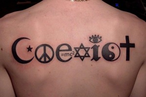 "Coexist" religious tolerance tattoo